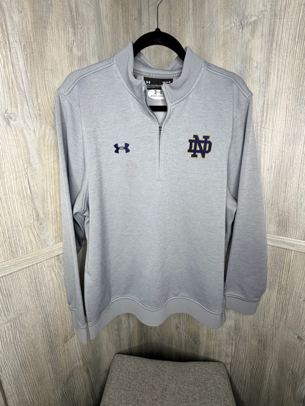 Notre Dame Under Armour Gray Pullover Mens Large